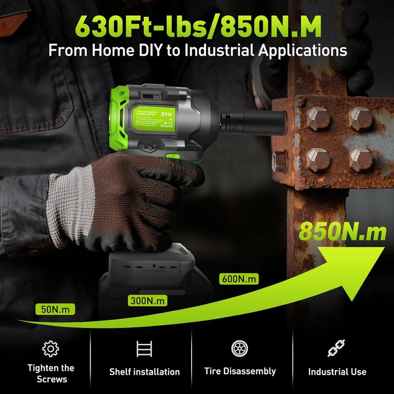 WorkBless 850Nm (630Ft-lbs) Cordless Impact Wrench for Makita 18V Battery, Brushless 1/2 Impact Gun, Electric Impact Wrench for Car Tire, Mower Lug Nut, 3-Speed, 4 Cr-V Sockets(BATTERY NOT INCLUDE) - Image 4